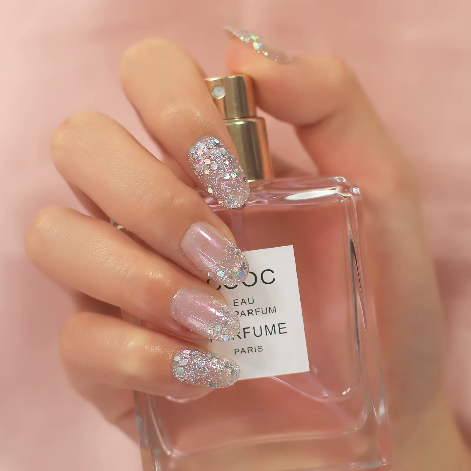 Faux ongles holographiques de forme narpour femme