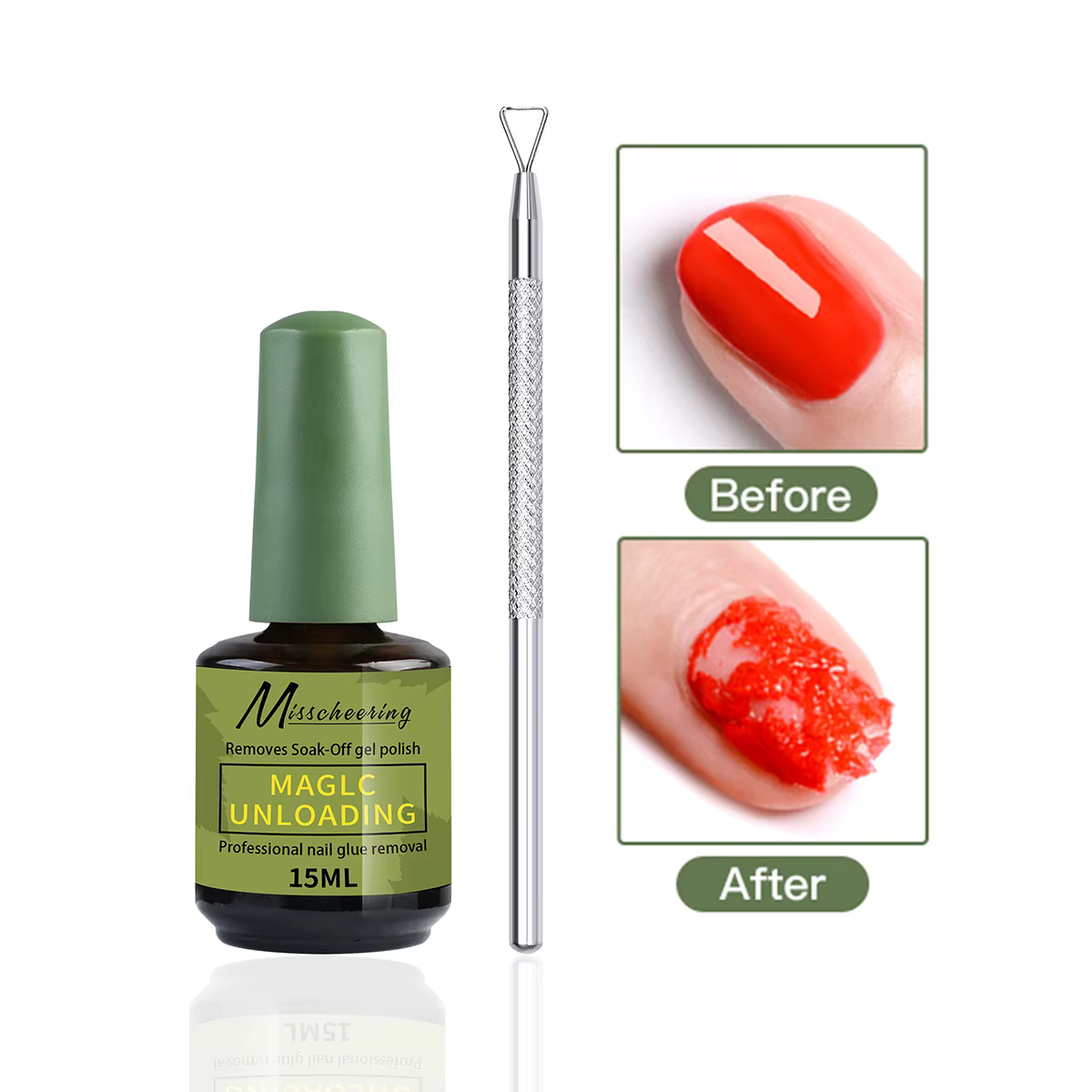 Ensemble de 1/2 pièces de dissolvant magique pour ongles avec outil de retrait