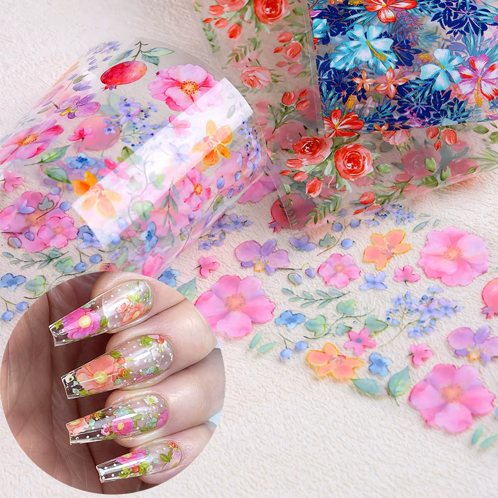 Papier de transfert pour nail art floral de printemps