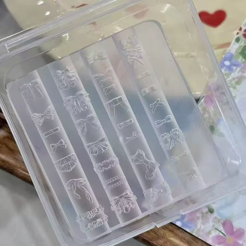 Adorable moule à ongles de dessin animé de canard en Silicone 3D avec Accent d'arc pour décor de manucure à faire soi-même