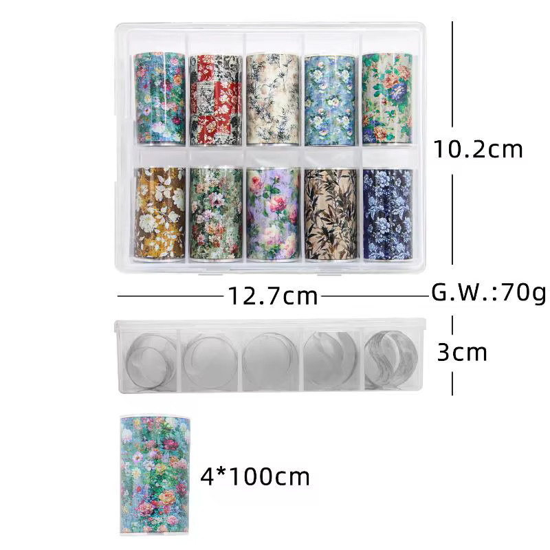 Feuilles de transfert pour nail art motif Rose Fleur