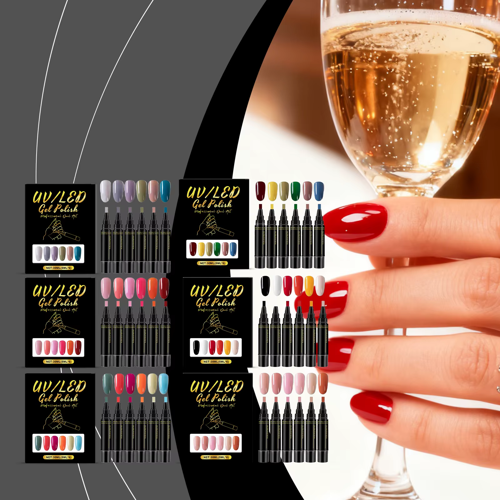 5ml ensemble de vernis à ongles Gel bricolage Nail Art Design 6 pièces manucure peinture Gel Kit longue durée mode