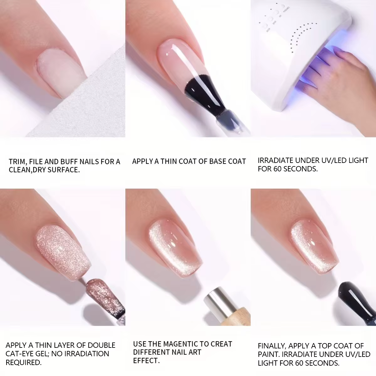 XEIJAYI Lot de 6 gels semi-permanents pour ongles effet œil de chat Moonlight Tide 15ml