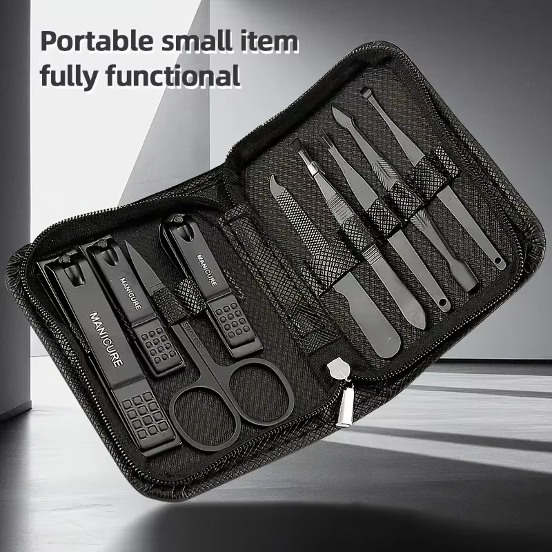 Kit de manucure et pédicure 9-en-1 pour femmes et hommes