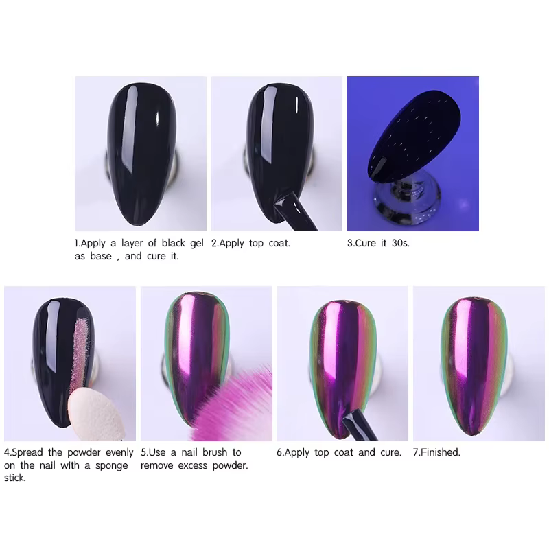 Poudre chromée pour ongles