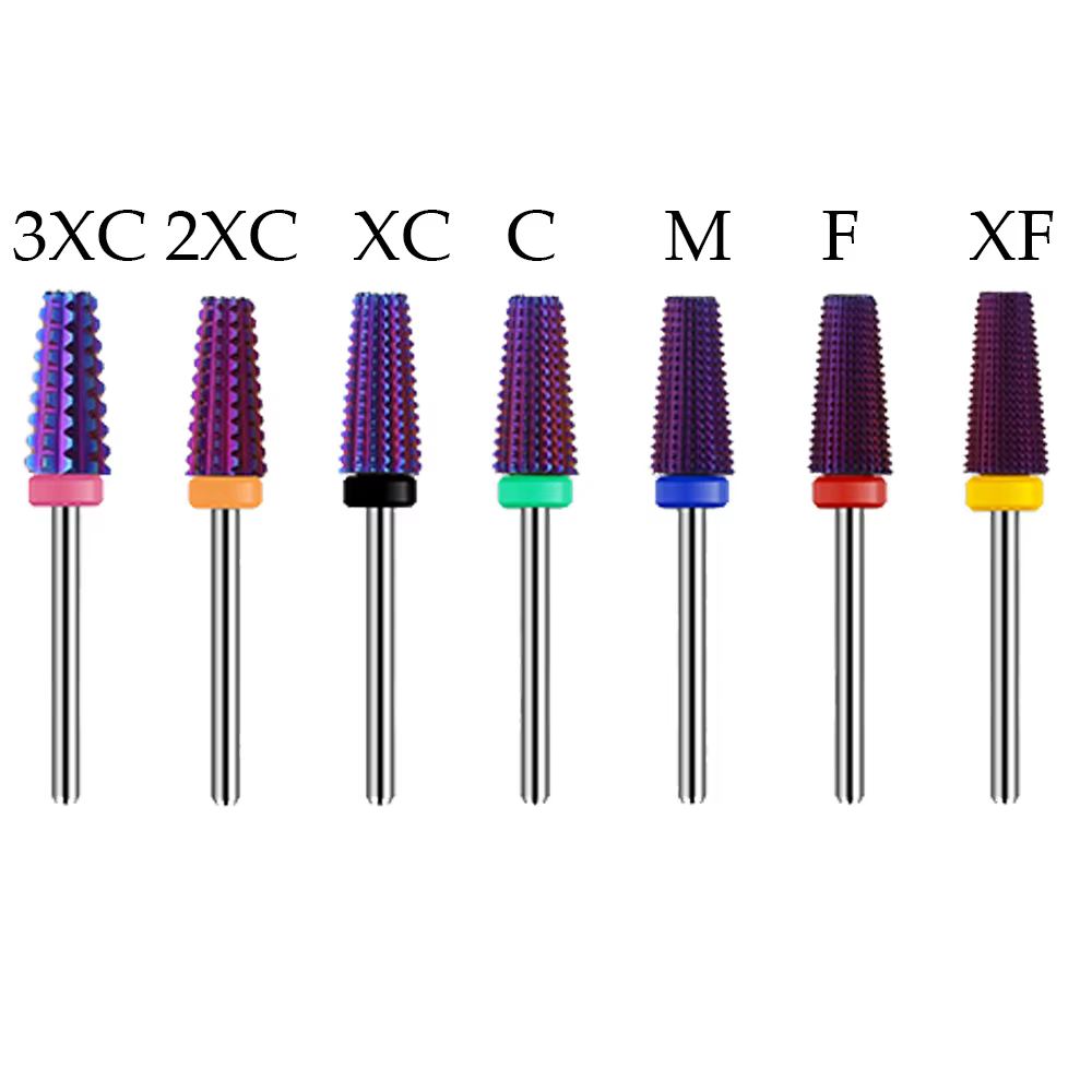 Violet 5 en 1 forets à ongles en carbure conique