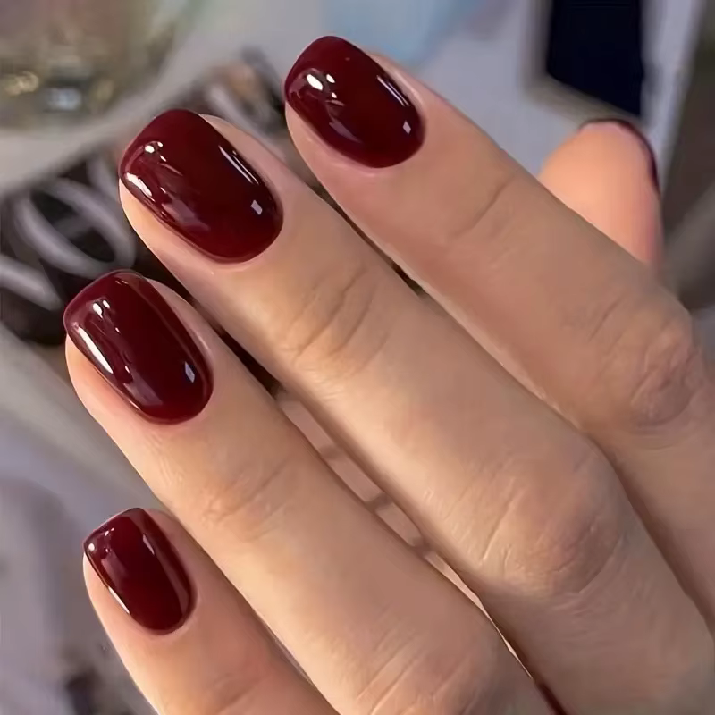 24 pièces dégradé violet Nail Art conseils Simple court tête carrée faux ongles détachable mode presse
