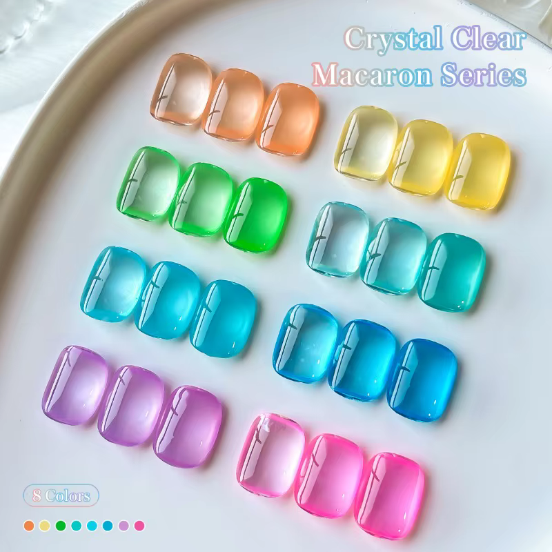 8 couleurs ensemble été glace à travers Macaron méthyl Gel populaire blanchissant gelée vert ongles