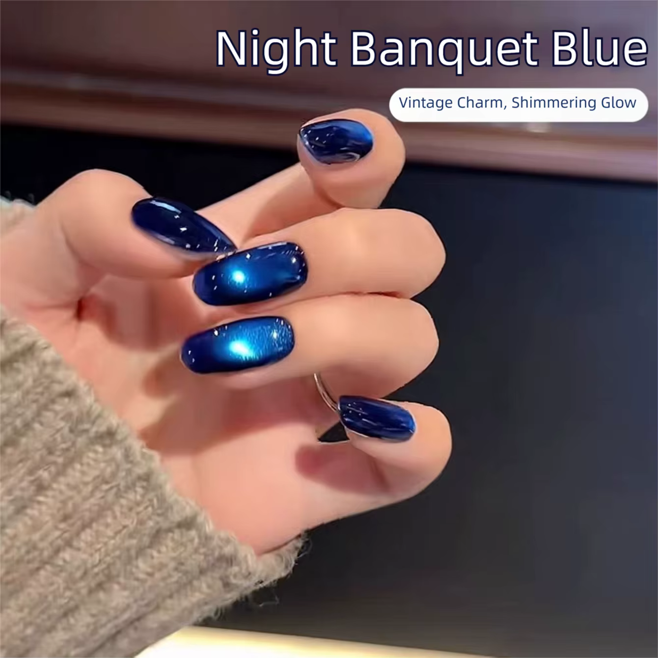 MN Night Feast Gel à ongles professionnel UV LED effet œil de chat bleu