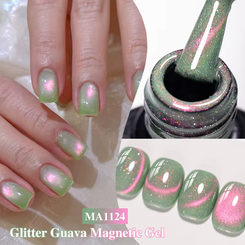 Vernis à ongles gel magnétique pailleté Guava Cat