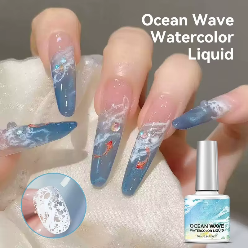 Gel à ongles liquide blanc effet vague éclatante
