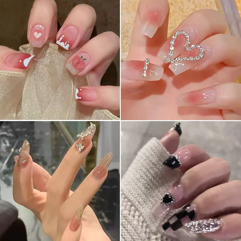 Faux ongles roses à pression