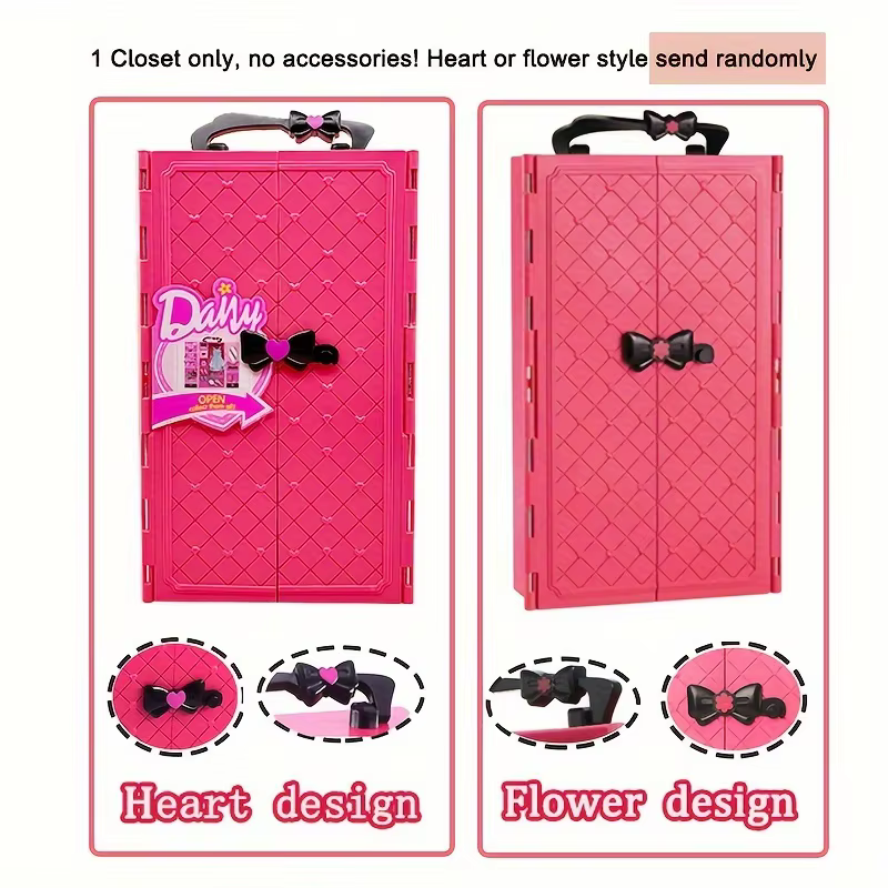 Meubles de maison de poupée, armoire à poupées, placard portable en plastique, peut ranger les vêtements et accessoires des poupées pour le jeu de maison de poupée