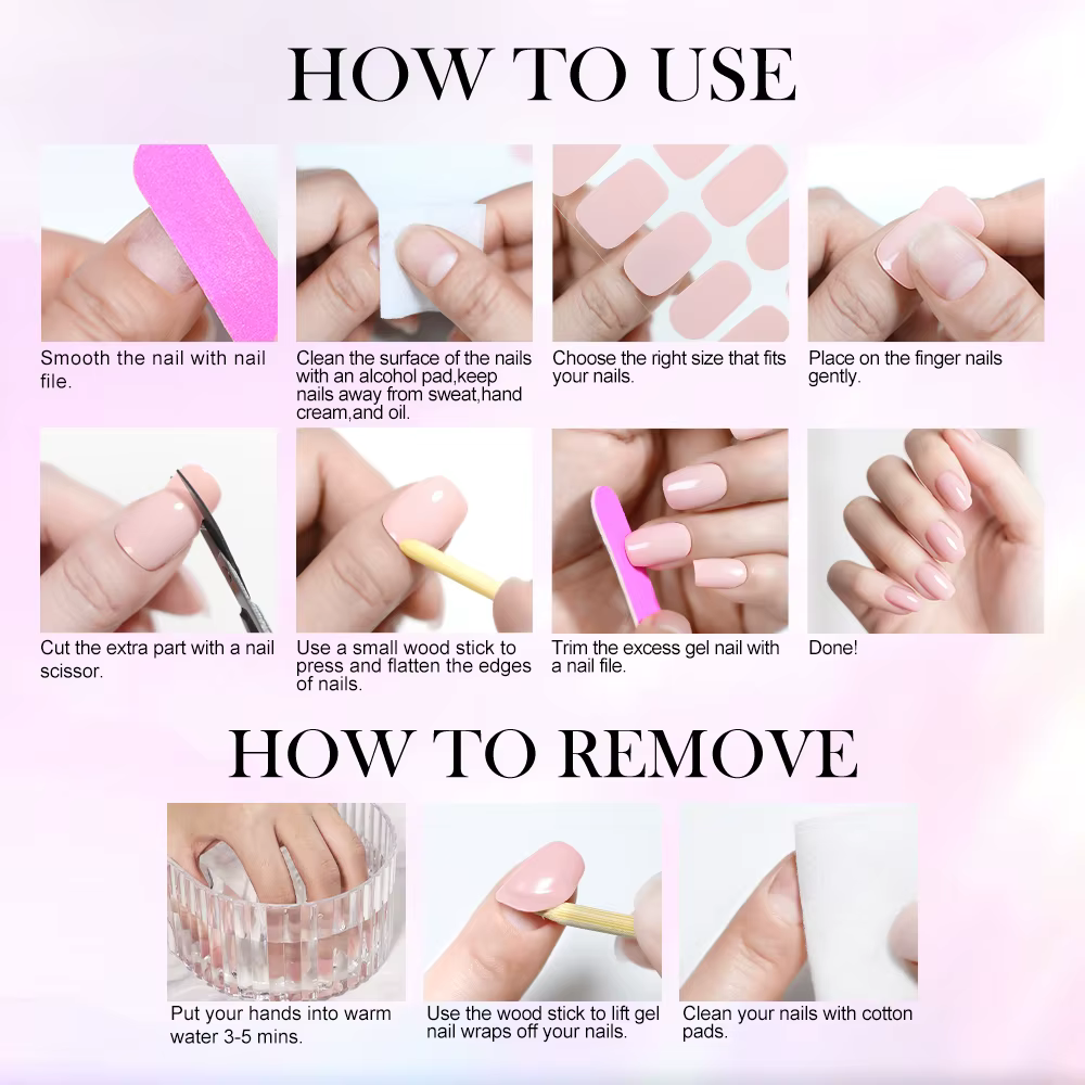 30/34 autocollants pour ongles en gel DIY sans UV