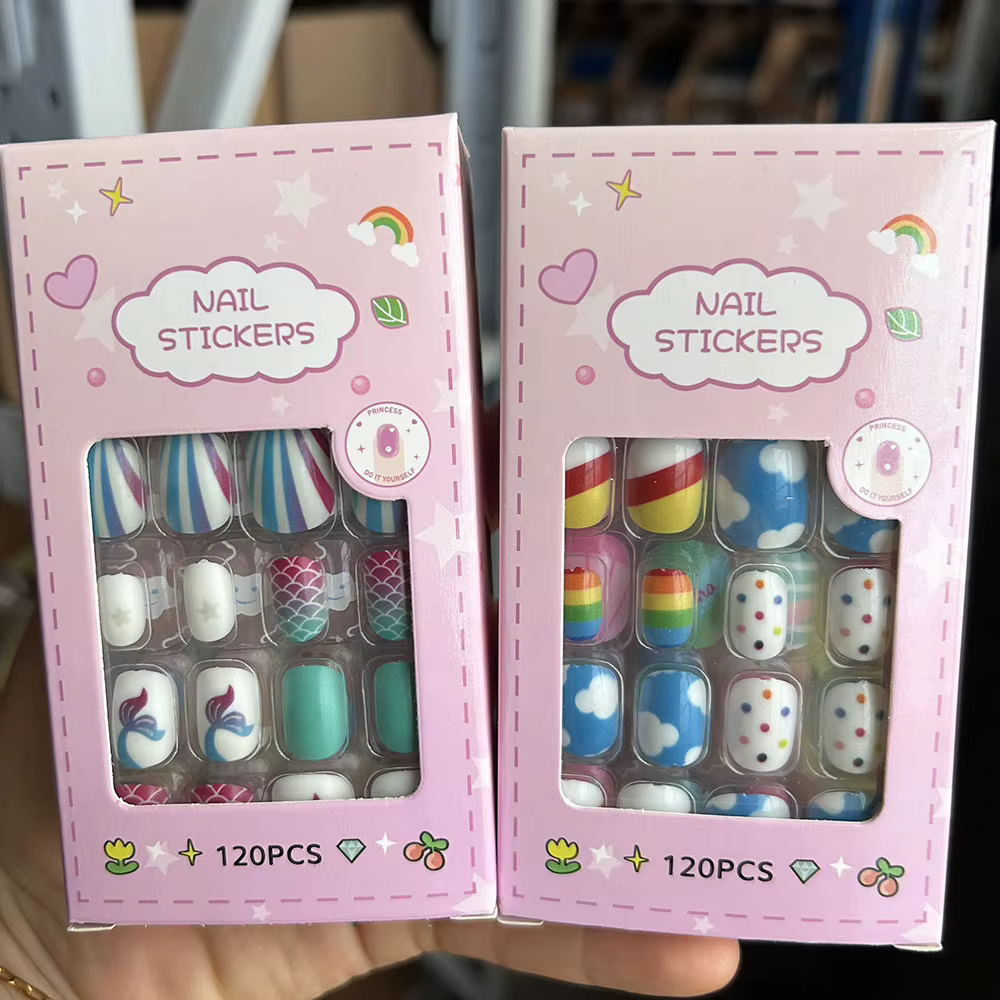 Faux Ongles Colorés à Couverture Complète pour Enfant Fille