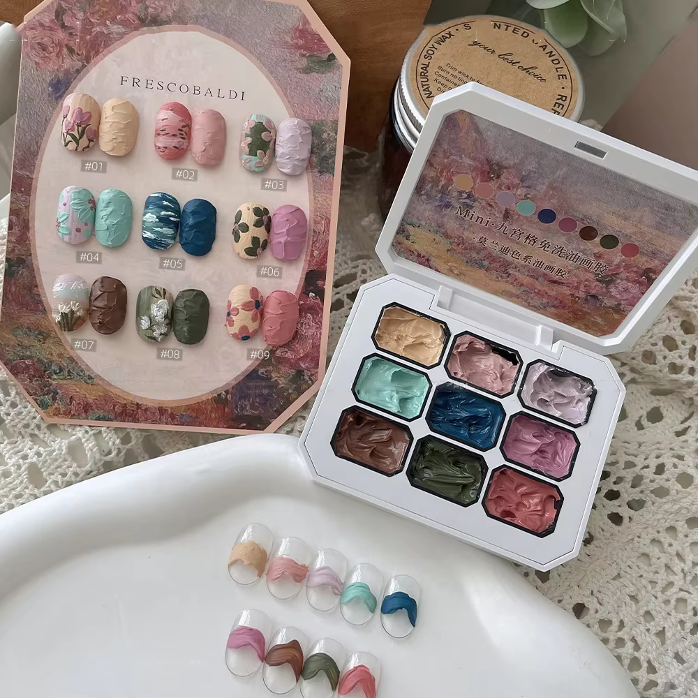 2.5gx9 ongles dessin 3D modélisation peinture à l'huile Gel vernis sans lingette colle Art Design bricolage fleurs peint sculpté Gel pour manucure