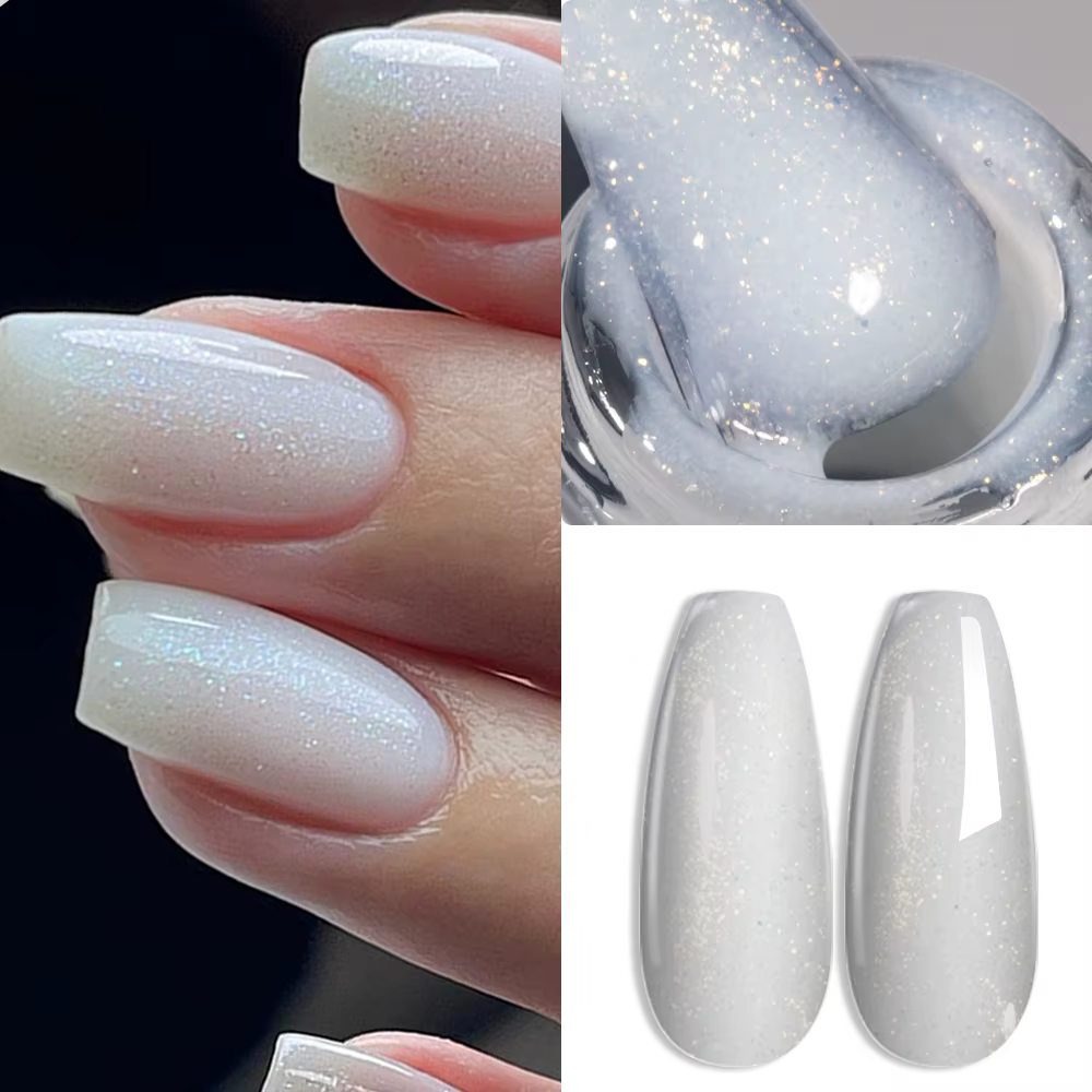 KODIES GEL Kitty Base en caoutchouc blanc Gel vernis à ongles perle brillant 15ML Semi Permanent UV Structure auto-nivelante Gels de Construction
