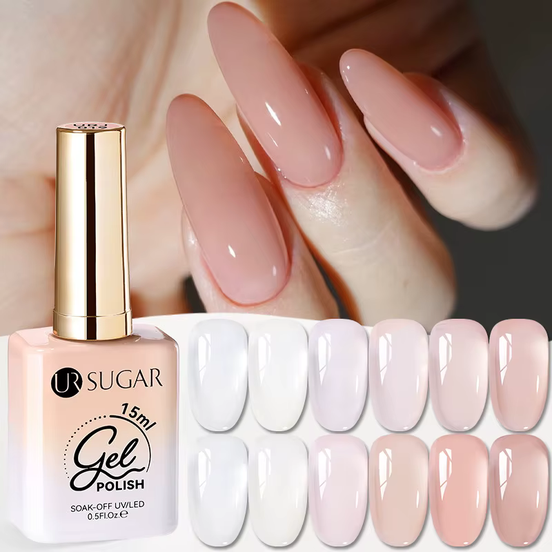 UR SUGAR 15ml Gel UV Transparent Rose Nude Effet Glacé pour Ongles
