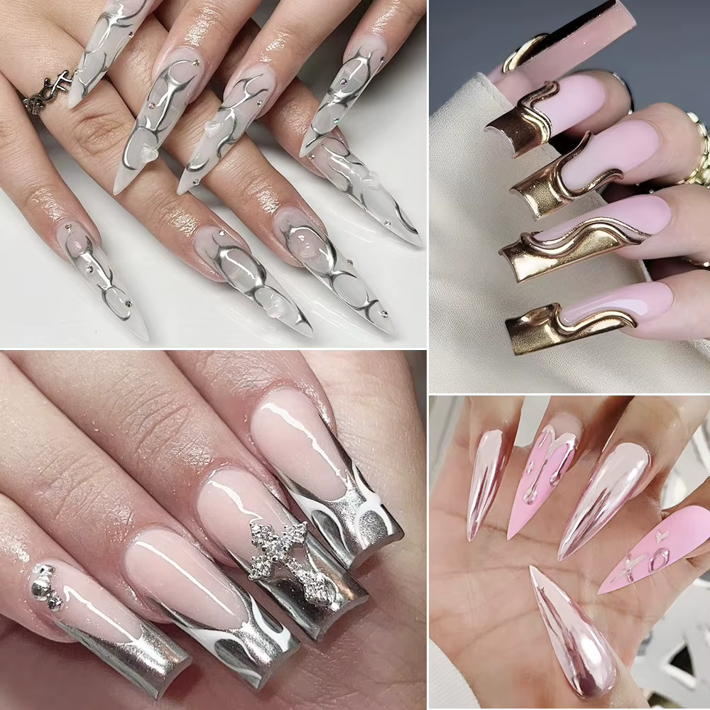 Argent métal Gel métallique vernis à ongles Chrome 3D