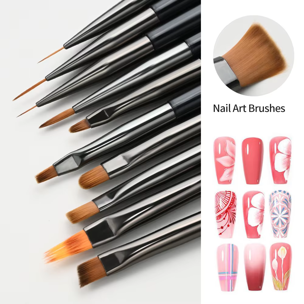 10 pièces/ensemble pinceaux pour Nail Art Liner Gel vernis lignes fleur peinture dessin stylo pour Nail Art Design bricolage ongles pointe détail outil costume