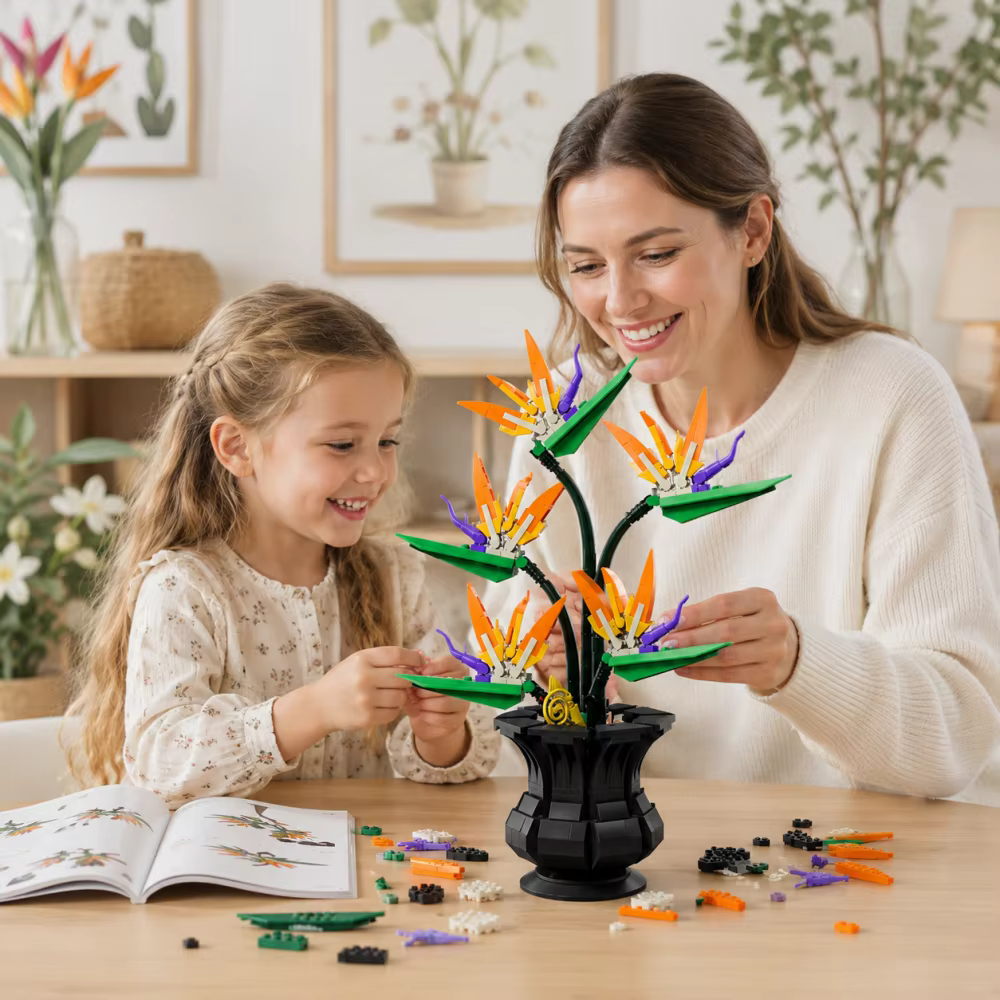 Bouquet d'oiseaux de paradis en blocs de construction, 451 pièces, modèle de plante florale, jouet en briques à monter soi-même, décoration de bureau, cadeau de saint-valentin pour filles et enfants