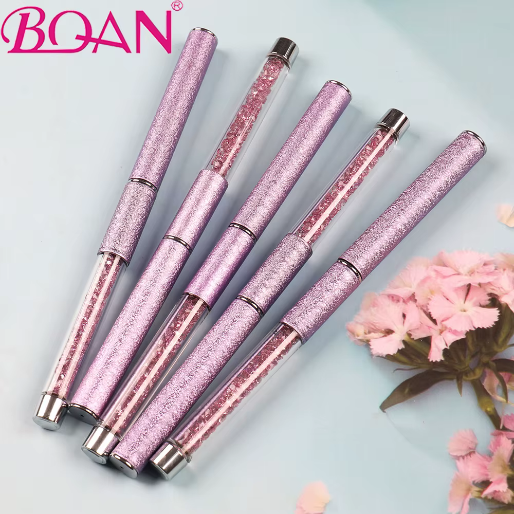 BQAN 1pc une coup Oblique Nail Art brosse poignée en métal ongles Gel