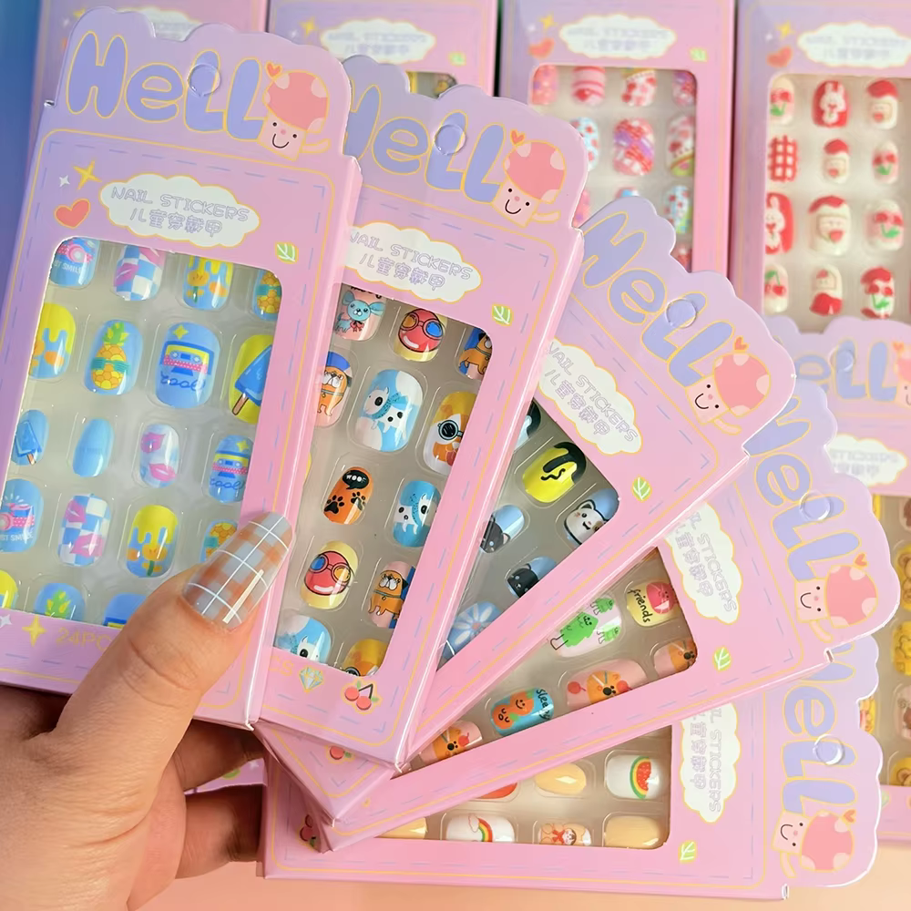 120 pièces/boîte, faux ongles pour enfants