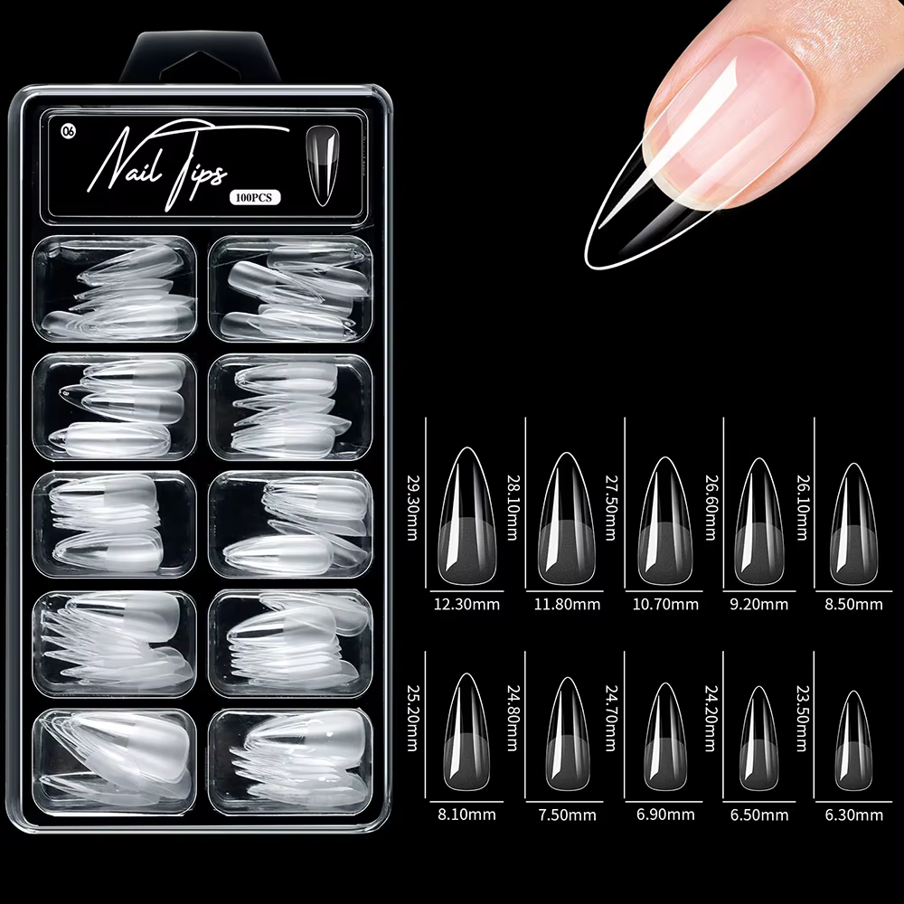 100 pièces/boîte faux ongles conseils cercueil presse