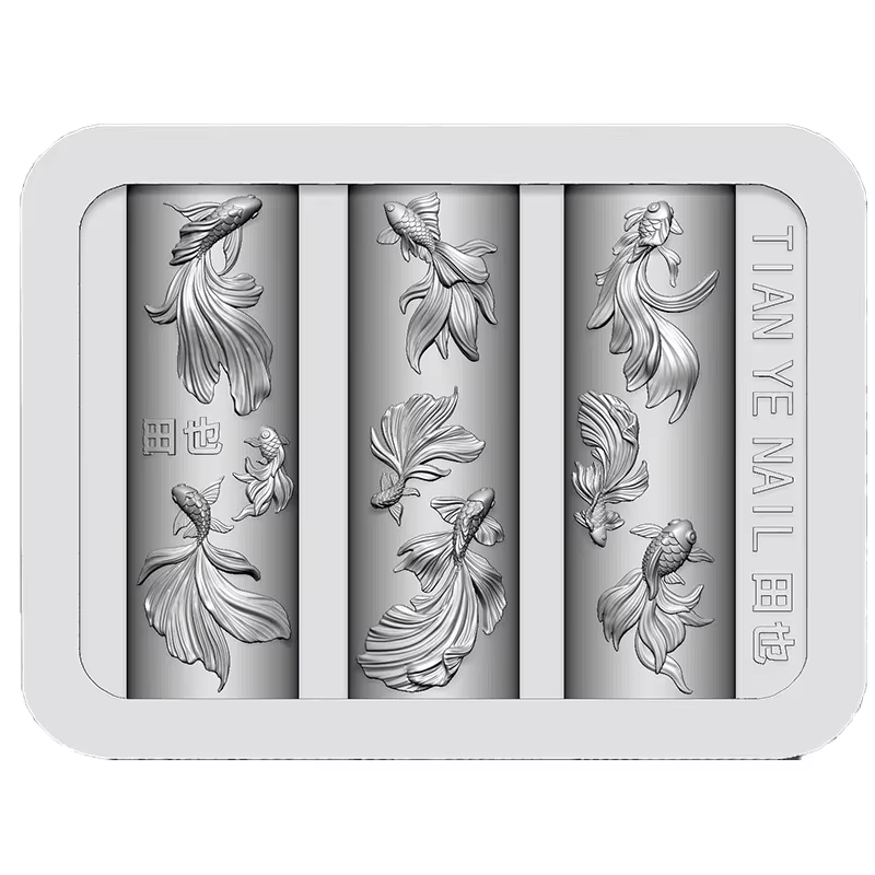 Lotus sculpté tridimensionnel 3D avec ongles de poisson
