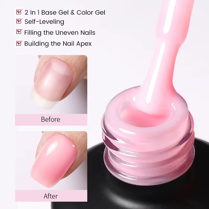 BORN PRETTY vernis à ongles Gel à Base de caoutchouc rose laiteux paillettes 15ml