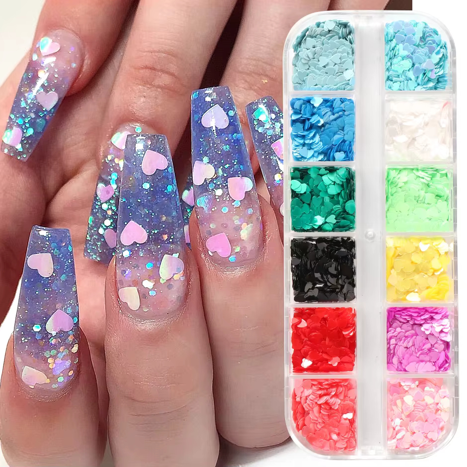 Paillettes en Forme de Cœur d'Amour pour Décoration