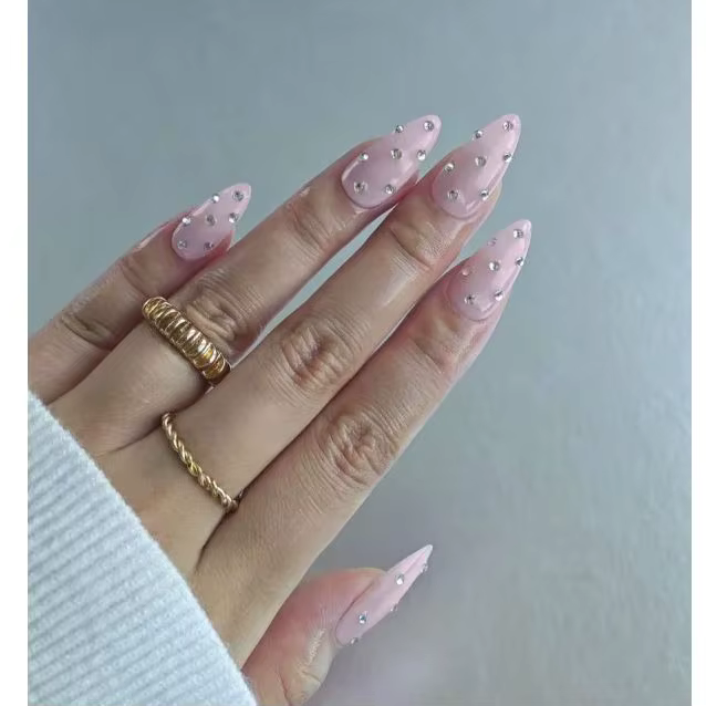 10 pièces de longs ongles à pression faits à la main en amande