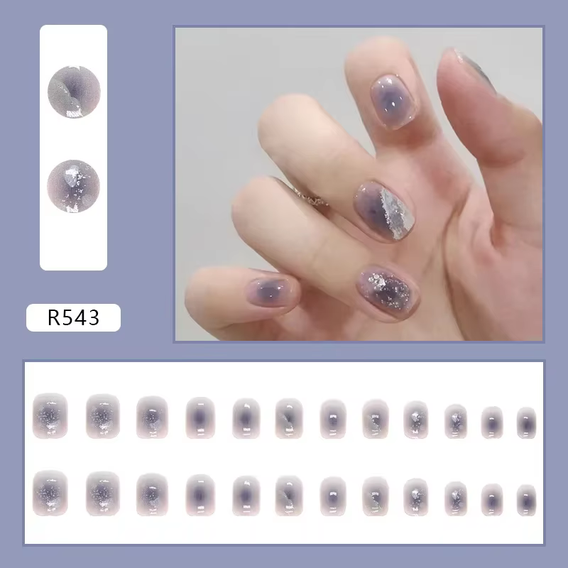 Faux ongles de cercueil courts et ronds réutilisables à couverture complète avec colle