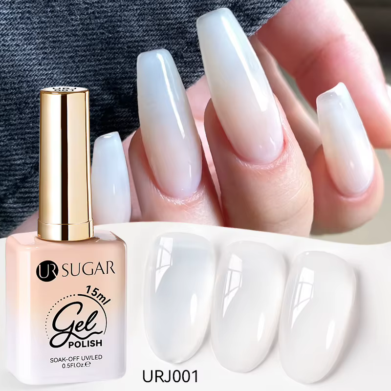 UR SUGAR 15ml Gel UV Transparent Rose Nude Effet Glacé pour Ongles