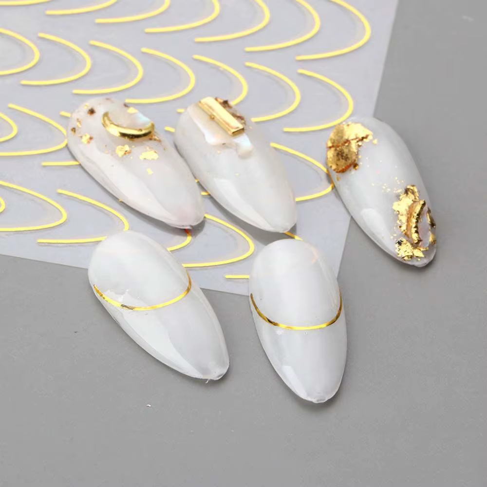 Feuilles Autocollantes à Motif Géométrique de Style Français pour Ongles