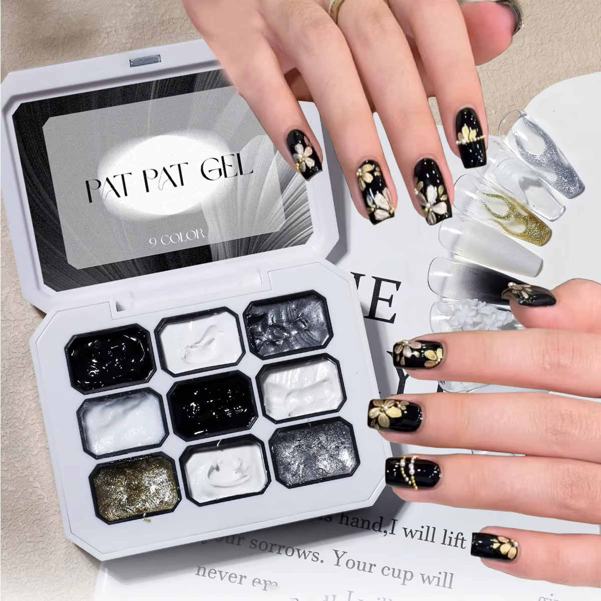 1 pièce Gel de vernis à ongles solide noir et blanc