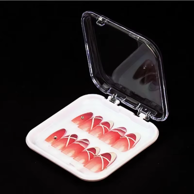 Boîtes à ongles vides pour l'emballage, boîte de forme carrée, vente en gros de pointes d'ongles, étui d'emballage à pression pour petites entreprises, 10 pièces