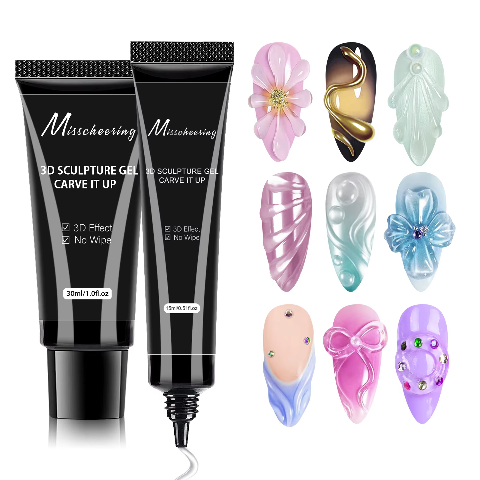 15/30 ml Gel d'art d'ongle 3D-Designs de bricolage transparents Gel de sculpture imperméable Gel de conception