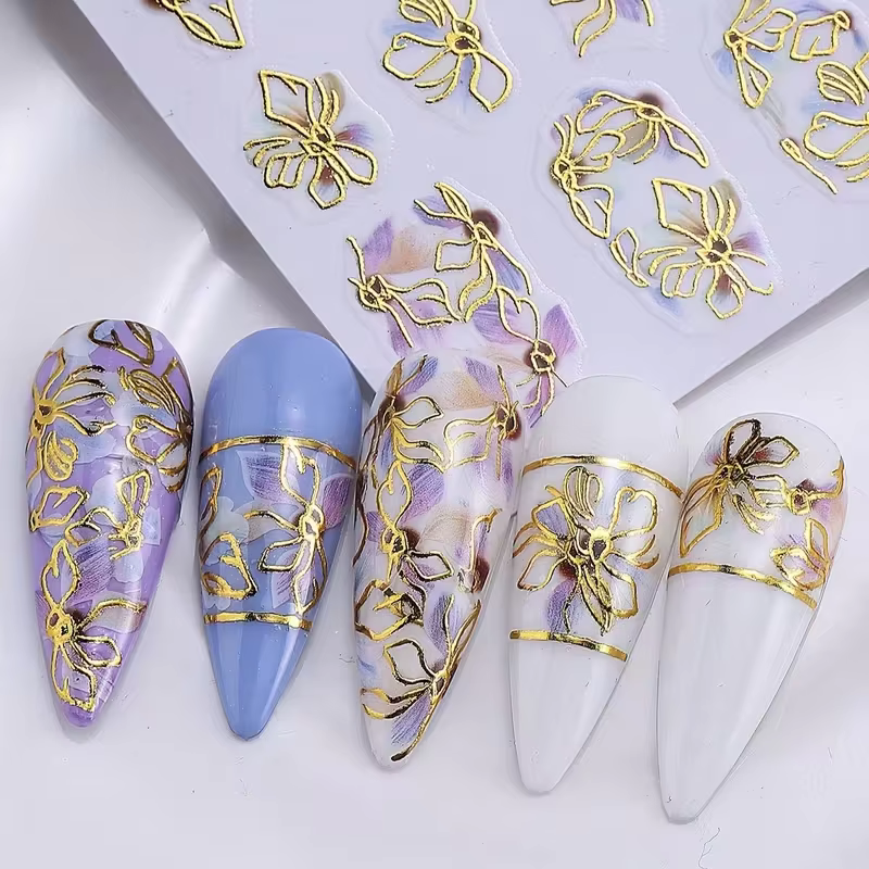 11 autocollants floraux pour ongles printemps-été - Motif fleur de cerisier