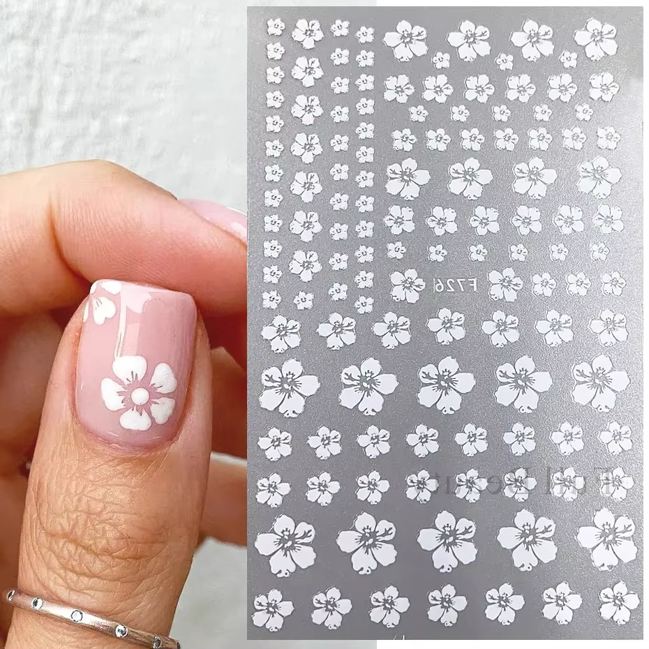 Autocollants pour ongles 3D en fleurs de cerisier