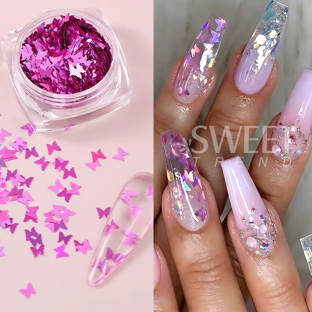 SWEET TREND - 12 couleurs de paillettes papillon pour nail art