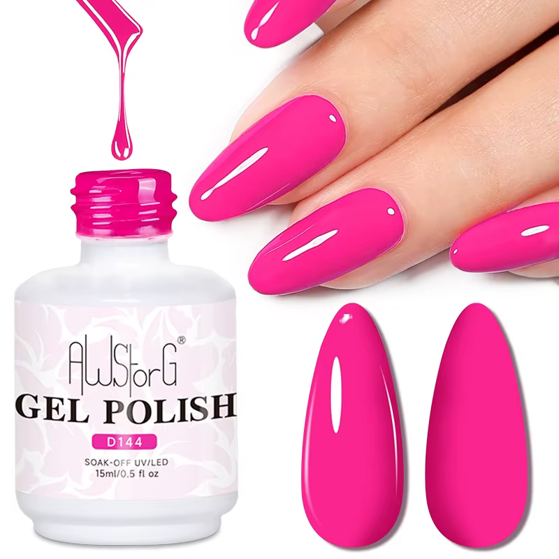 AWStorG Vernis à ongles en gel rose 15 ml – Adhérence fantastique