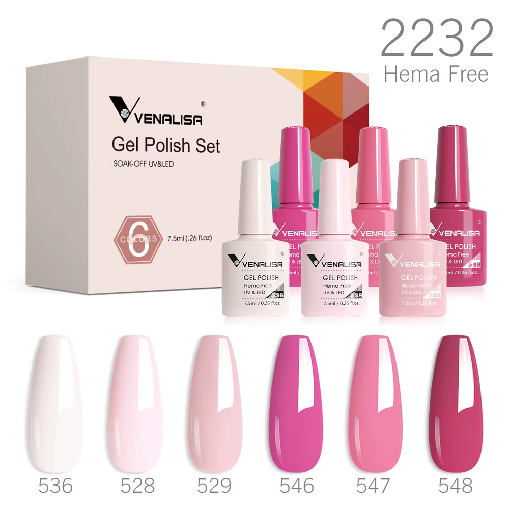 6 pièces/ensemble VIP5 Venalisa Gel vernis à ongles HEMA gratuit gelée rose couleur nue