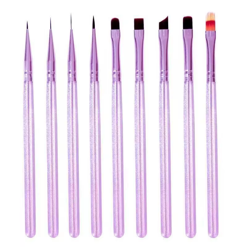 Ensemble de 9 pinceaux pour nail art violet