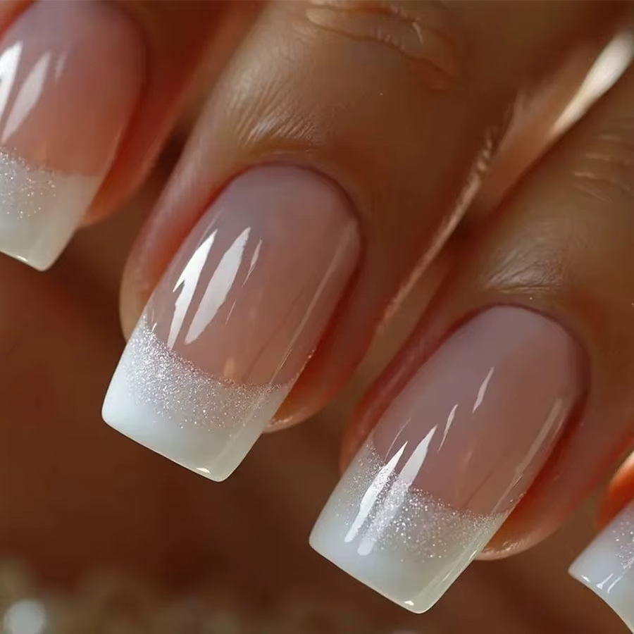 24 pièces/ensemble Faux ongles carrés moyens pour femmes et filles
