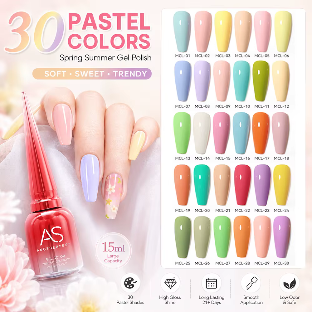 AS 15ml Macaron bonbons Gel vernis à ongles couleurs printemps été bleu violet Semi Permanent