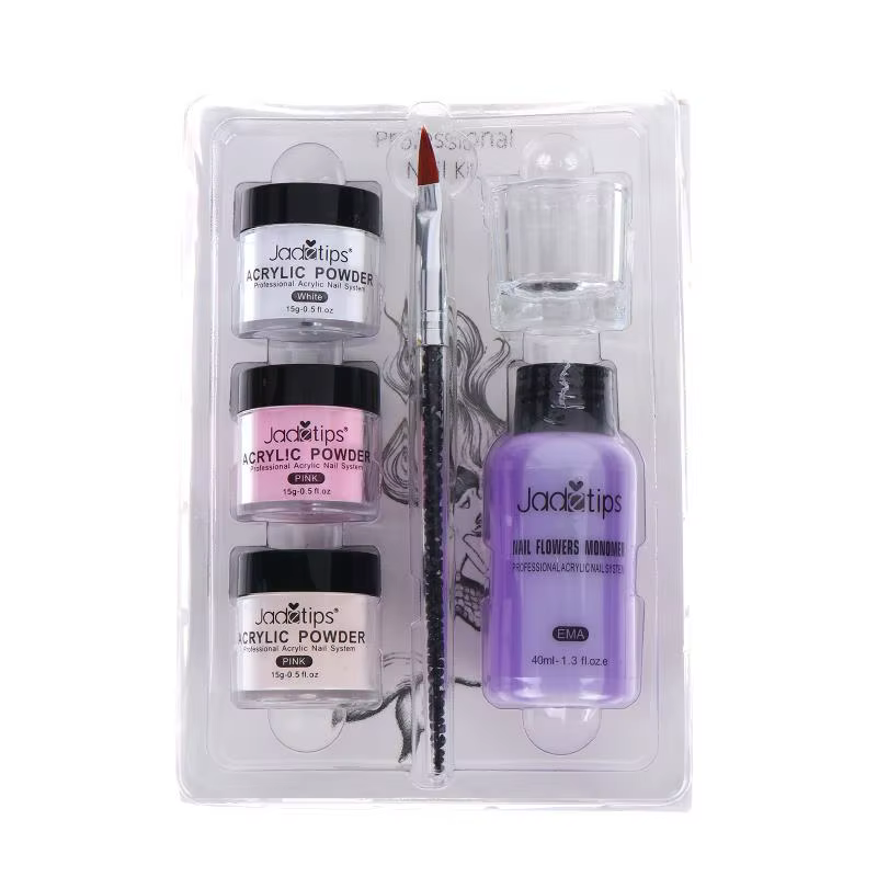 Poudre à ongles acrylique transparente, blanche, rose, pailletée, professionnelle, style français, extension, sculpture, design, système d'art des ongles, salon de beauté, fournitures