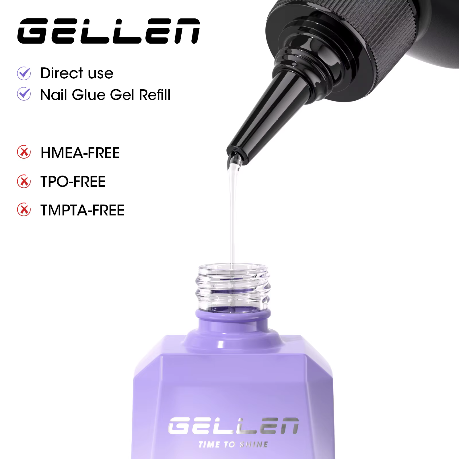 GELLEN Professionnel 4 en 1 Colle à ongles en gel 100ml Adhésif puissant durcissant aux UV pour extensions d'ongles Longue tenue Manucure DIY