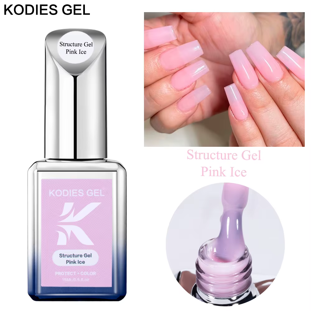 KODIES GEL rose glace caoutchouc Base Gel vernis à ongles Structure translucide Camouflage Gel