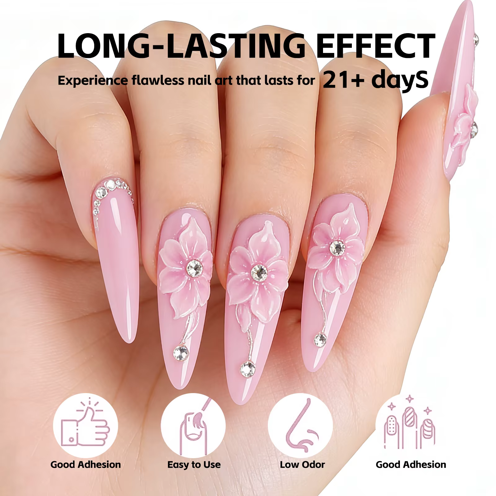 Gel d'extension d'ongles dur rose clair/blanc laiteux